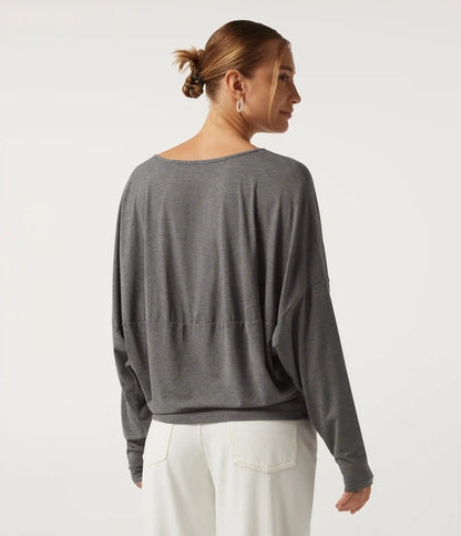 Round Neck Long Sleeve Relaxed Casual Top