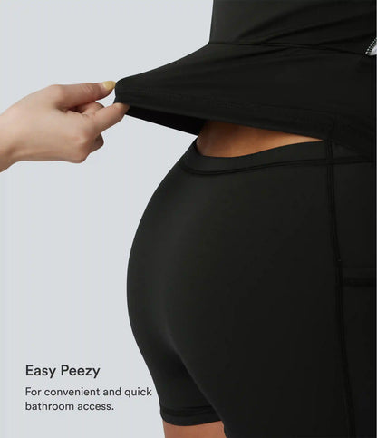 Softlyzero™ Airy Built-in Bra Color Block 2-in-1 InstantCool Mini Tennis Active Dress with Pockets-Easy Peezy Edition