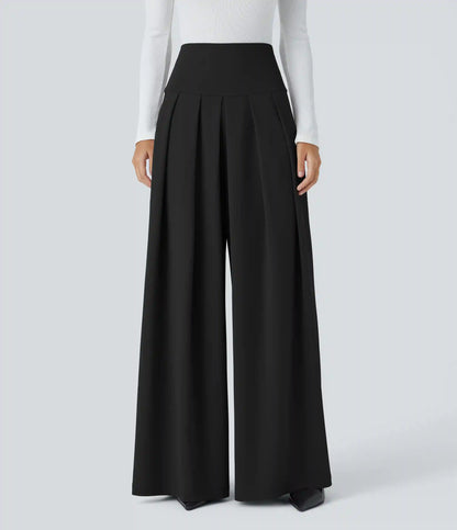 Halara Flex™ Super High Waisted Pleated Pocket Wide Leg Crepe Work Pants