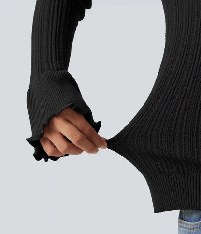 Square Neck Long Sleeve Casual Sweater