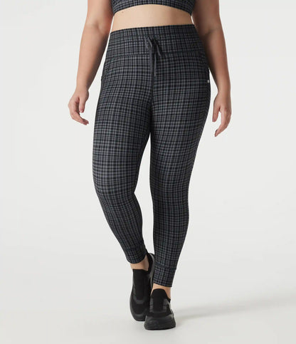 Plus Size Halara UltraSculpt™ Check Plaid Print High Waisted Drawstring Yoga Leggings with Pockets