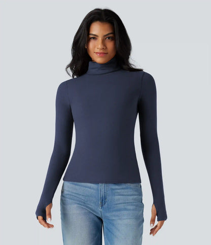 Halara HeatCore Turtleneck Long Sleeve Thumb Hole Casual Warming Top