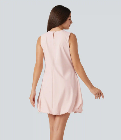 Round Neck Sleeveless Mini Dance Active Bubble Dress with Pockets