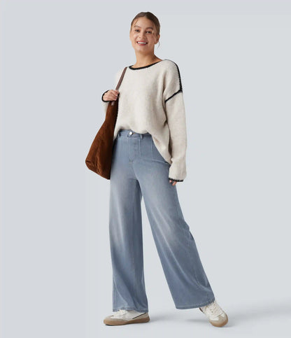 Halara Flex™ High Waisted Tummy Control Wide Leg Casual Jeans with Pockets