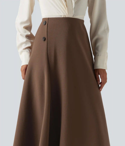 High Waisted A-Line Midi Work Skirt