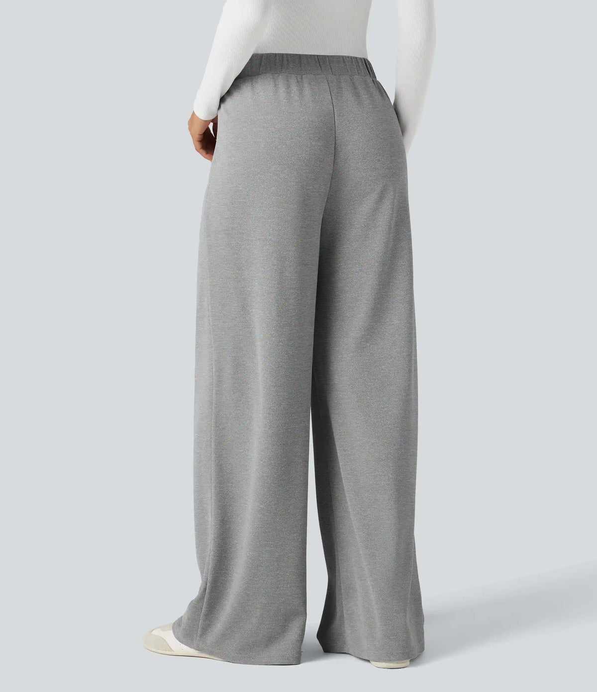 High Waisted Pocket Wide Leg Baggy Waffle Casual Pants