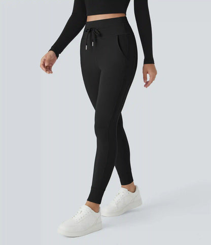 SoftlyZero™ Plush High Waisted Drawstring Pocket Plain Full Length Joggers