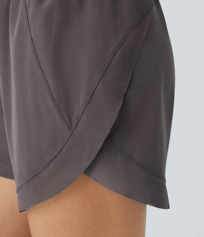 Mid Rise Drawstring Contrast Mesh 2-in-1 Flowy Running Shorts 5''
