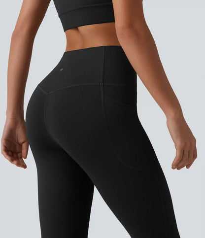 Halara UltraSculpt™ Ribbed High Waisted Tummy Control Yoga Leggings with Pockets