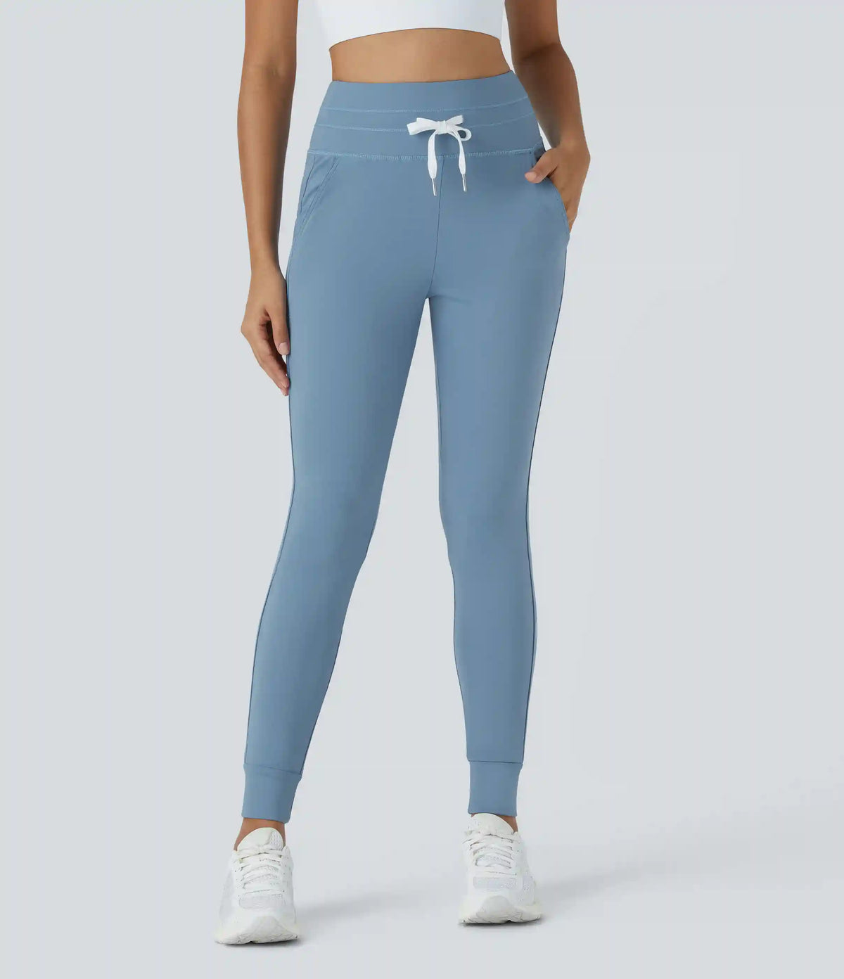 SoftlyZero™ Plush High Waisted Drawstring Pocket Plain Full Length Joggers
