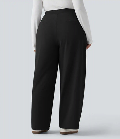 Plus Size Halara Flex™ DayStretch Asymmetric High Waisted Barrel Leg Work Pants with Pockets