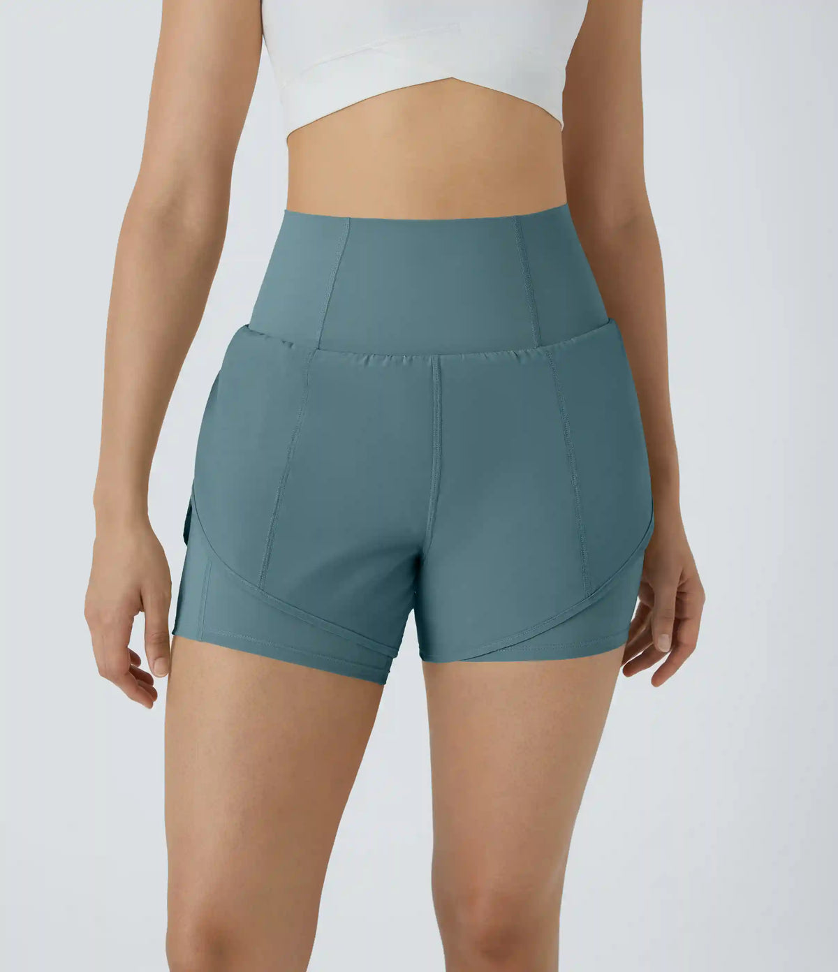 Breezeful™ Super High Waisted Curved Hem 2-in-1 Pocket Quick Dry Yoga Shorts 3.5''