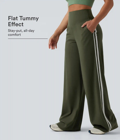 Halara UltraSculpt™ High Waisted Tummy Control Color Block Stripes Yoga Baggy Pants with Pockets