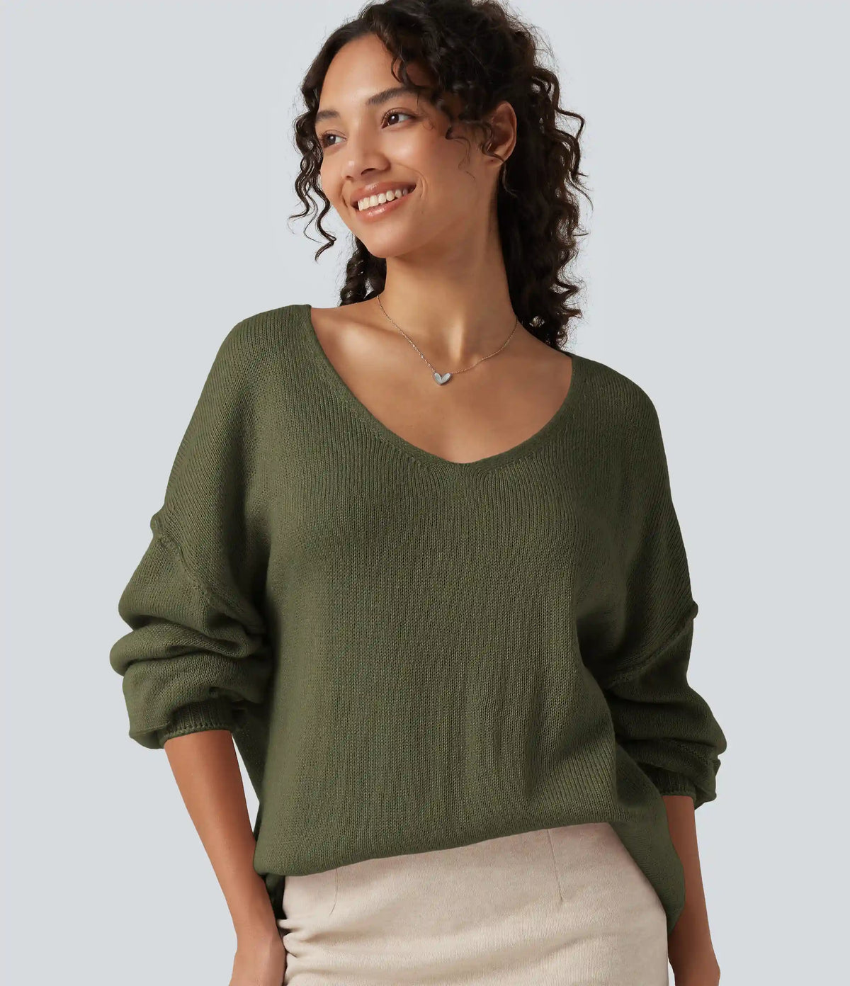 V Neck Long Sleeve Casual Sweater