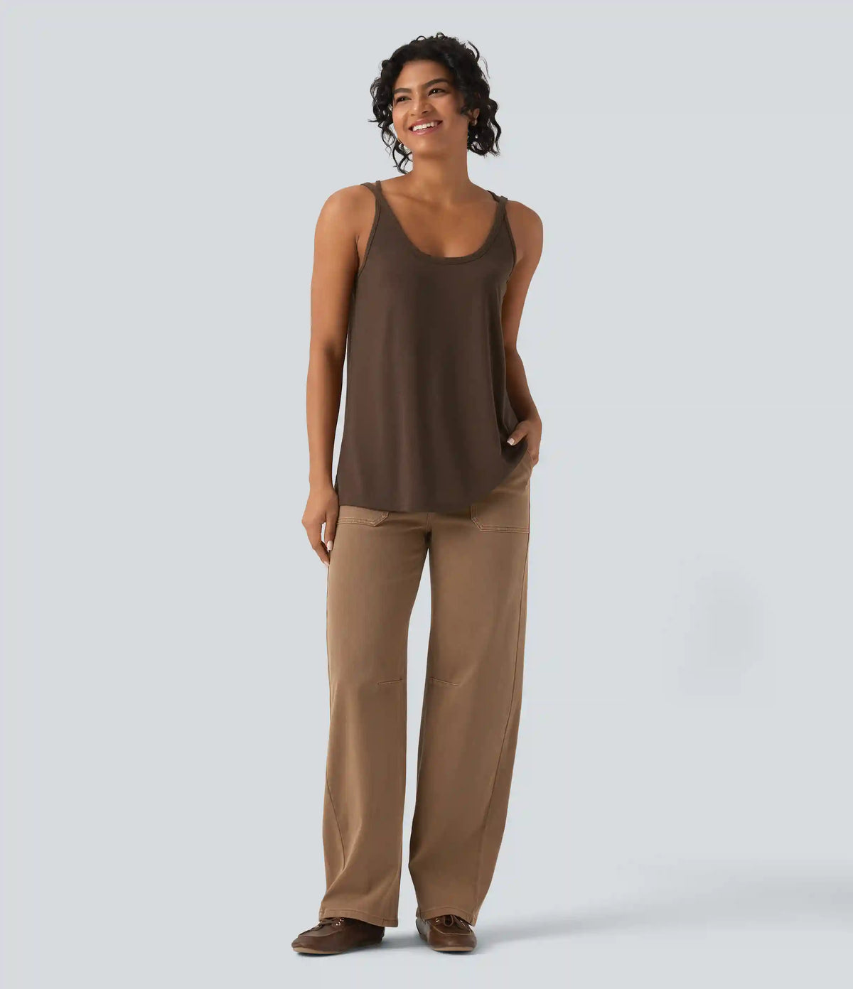 U Neck Relaxed Casual Tank Top