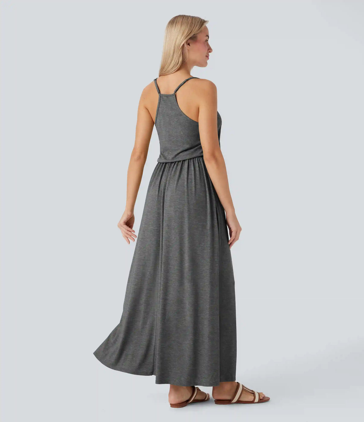 Maxi Flowy Slip Dress with Pockets