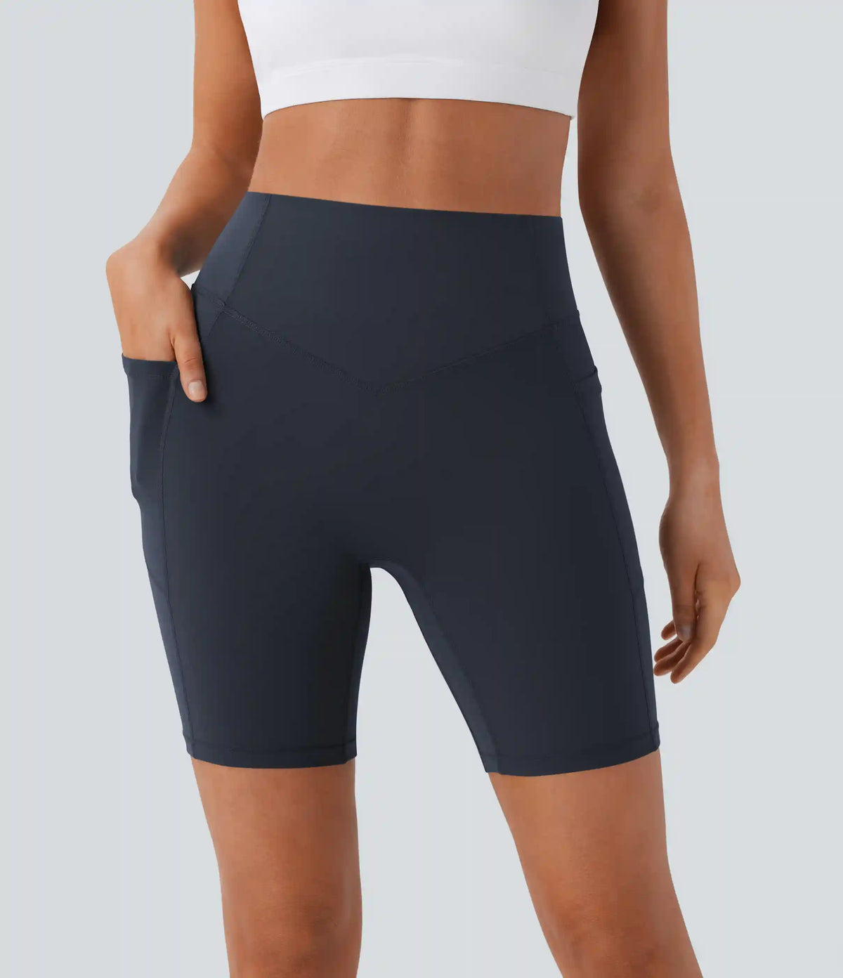 Halara UltraSculpt™ High Waisted Scrunch Butt Lifting Tummy Control Side Pocket Shaping Workout Biker Shorts 7''