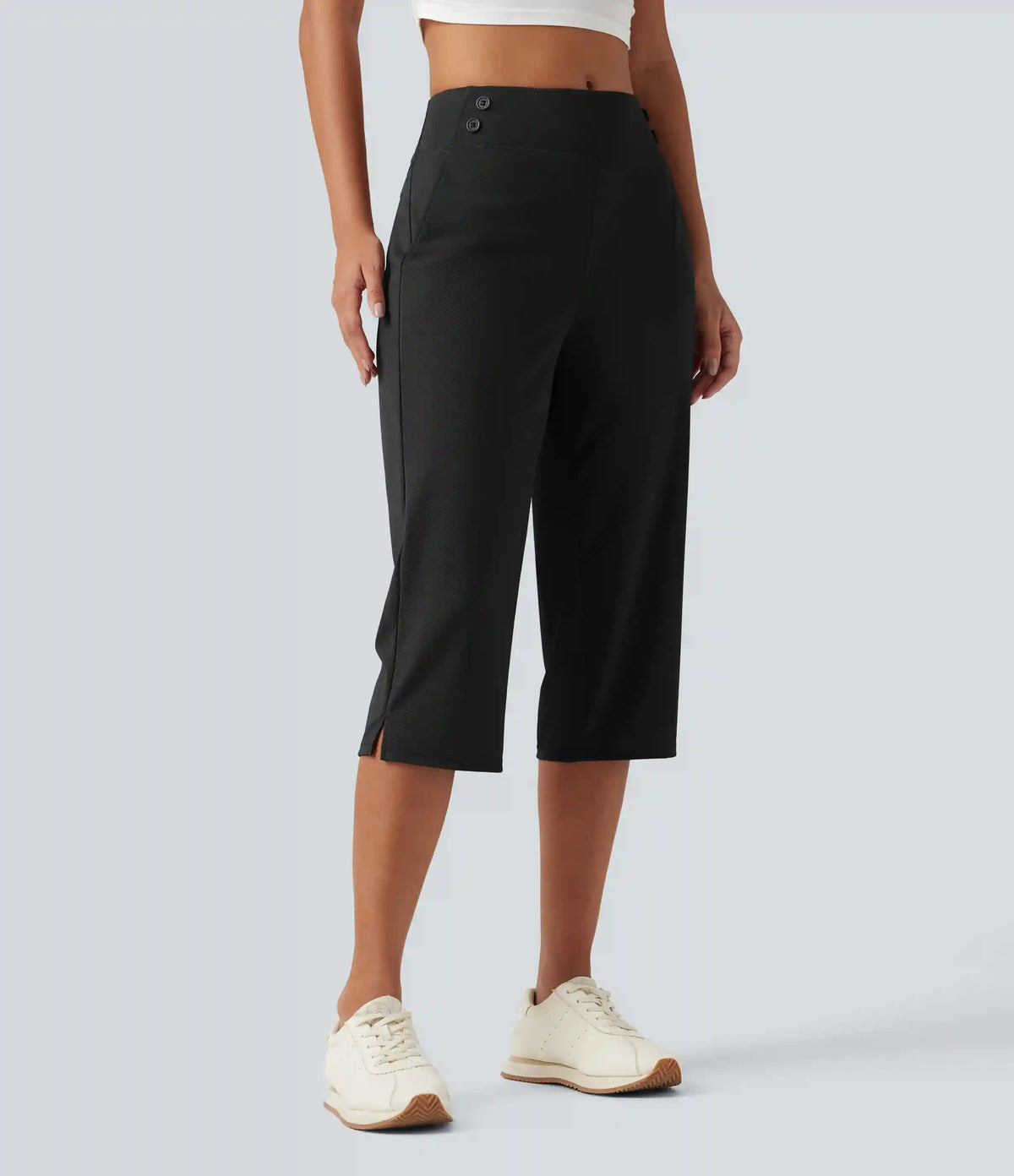 Mid Rise Quick Dry Capri Golf Pants with Pockets-UPF40+