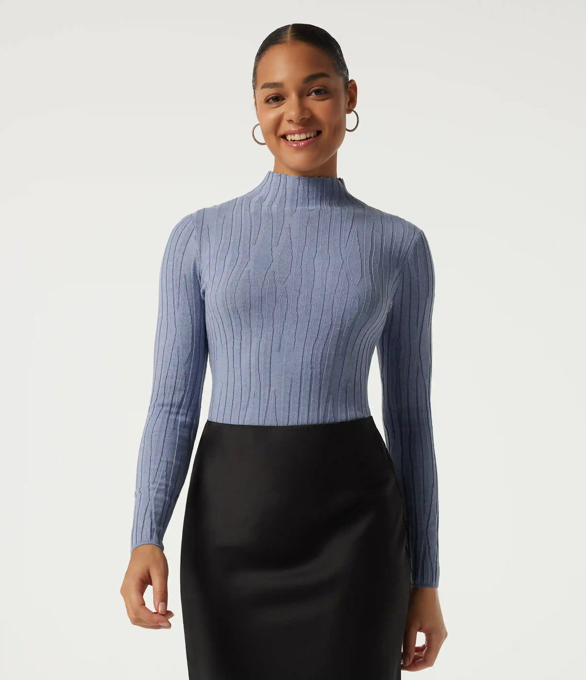 Mock Neck Long Sleeve Work Sweater