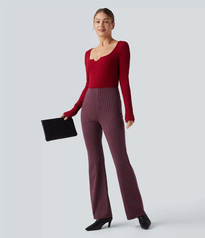 Halara Flex™ High Waisted Striped Work Flare Pants with Pockets
