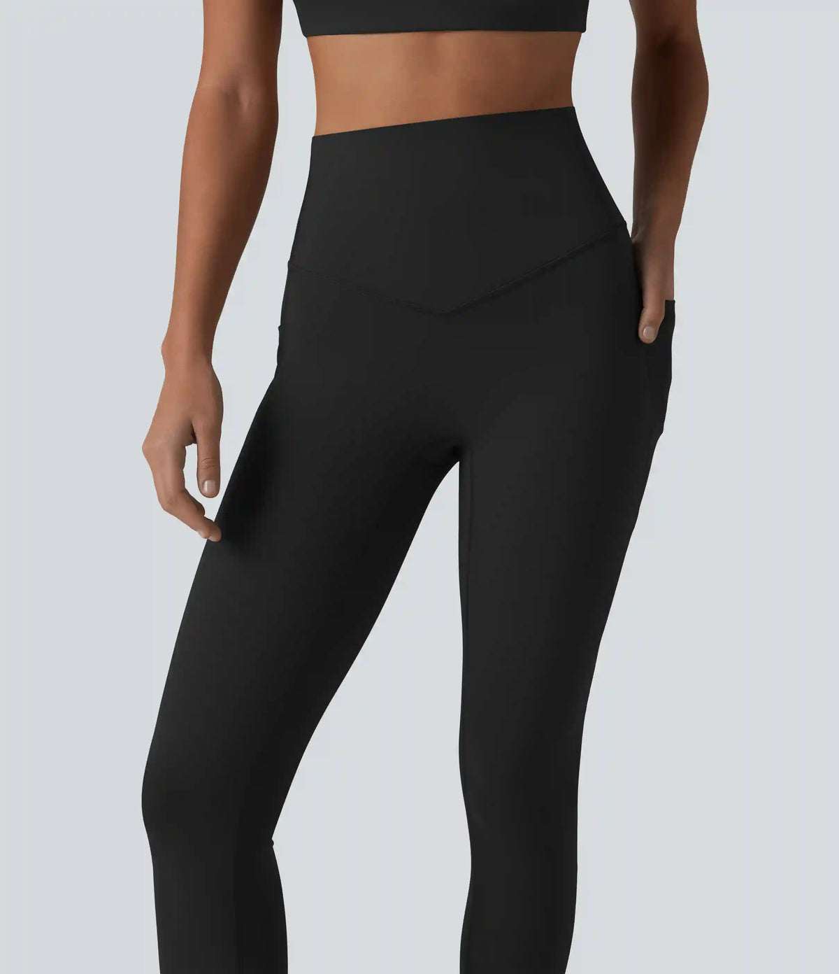 Halara UltraSculpt™ High Waisted Tummy Control Contrast Ribbed Yoga 7/8 Leggings with Pockets