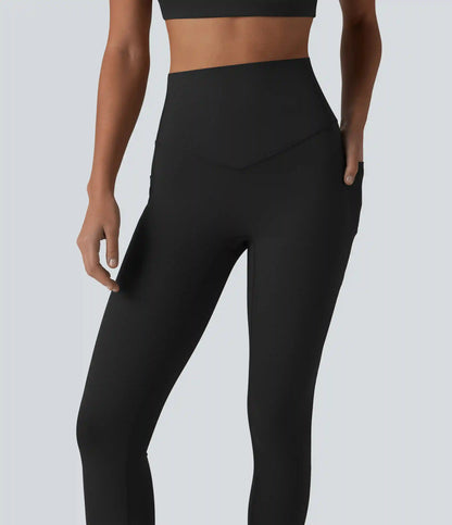 Halara UltraSculpt™ High Waisted Tummy Control Contrast Ribbed Yoga 7/8 Leggings with Pockets