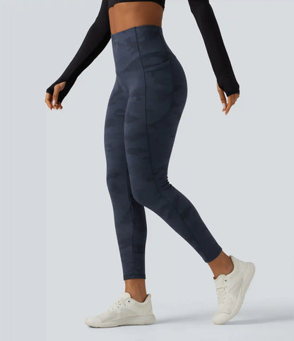 Halara UltraSculpt™ High Waisted Tummy Control Camo Fleece Workout Leggings with Pockets