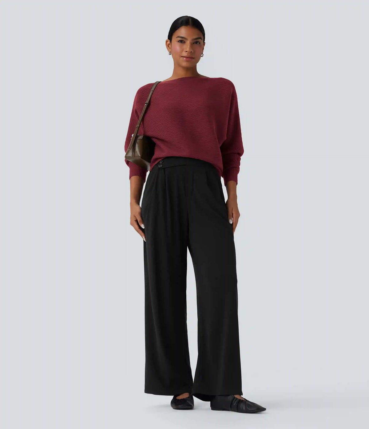 Boat Neck Batwing Sleeve Casual Sweater