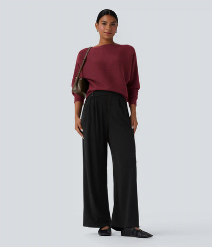 Boat Neck Batwing Sleeve Casual Sweater