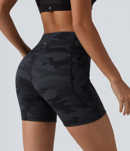 Halara UltraSculpt™ Camo Print High Waisted Tummy Control Training Biker Shorts 5'' with Pockets
