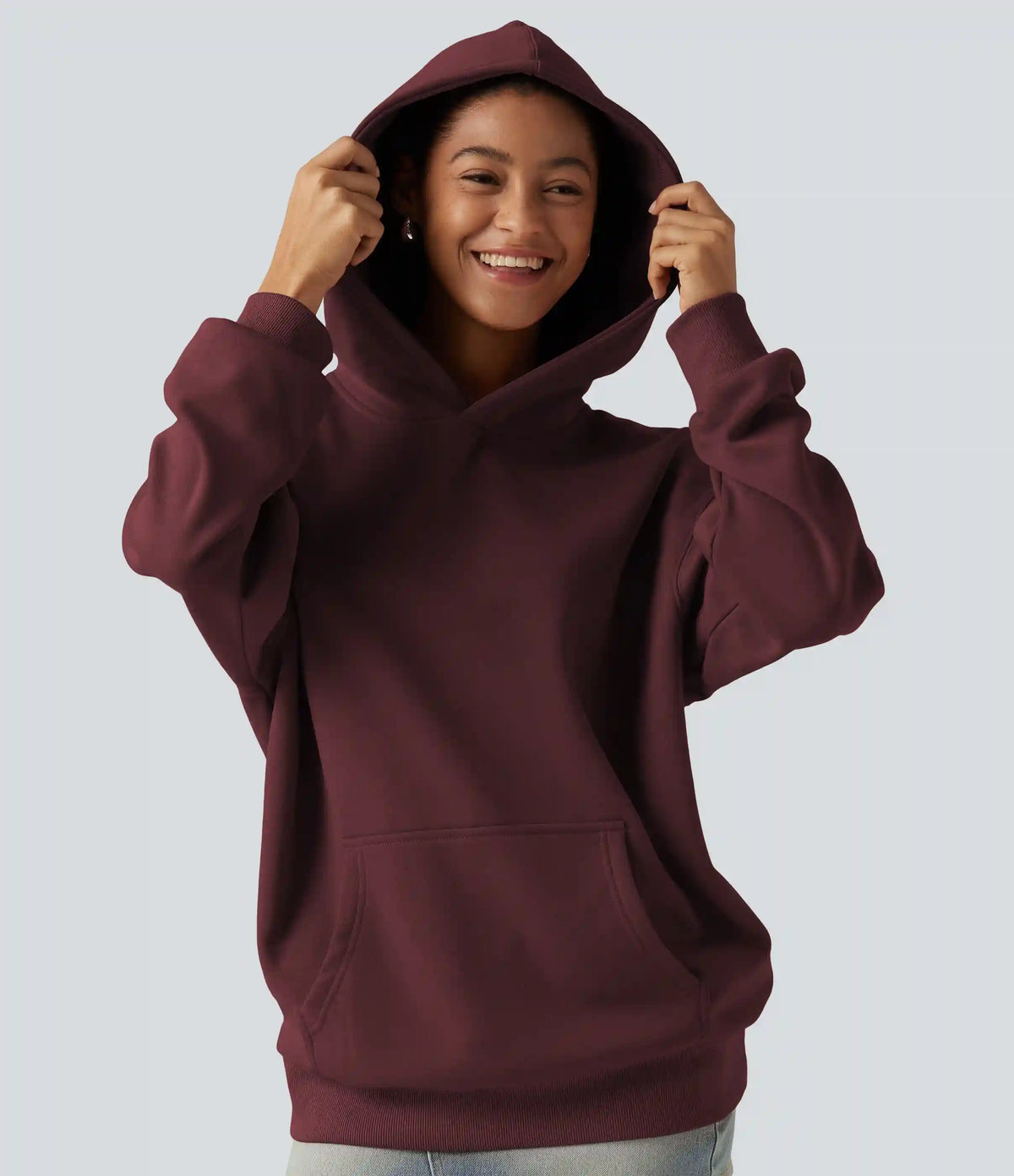 Hooded Long Sleeve Fleece Casual Sweatshirt