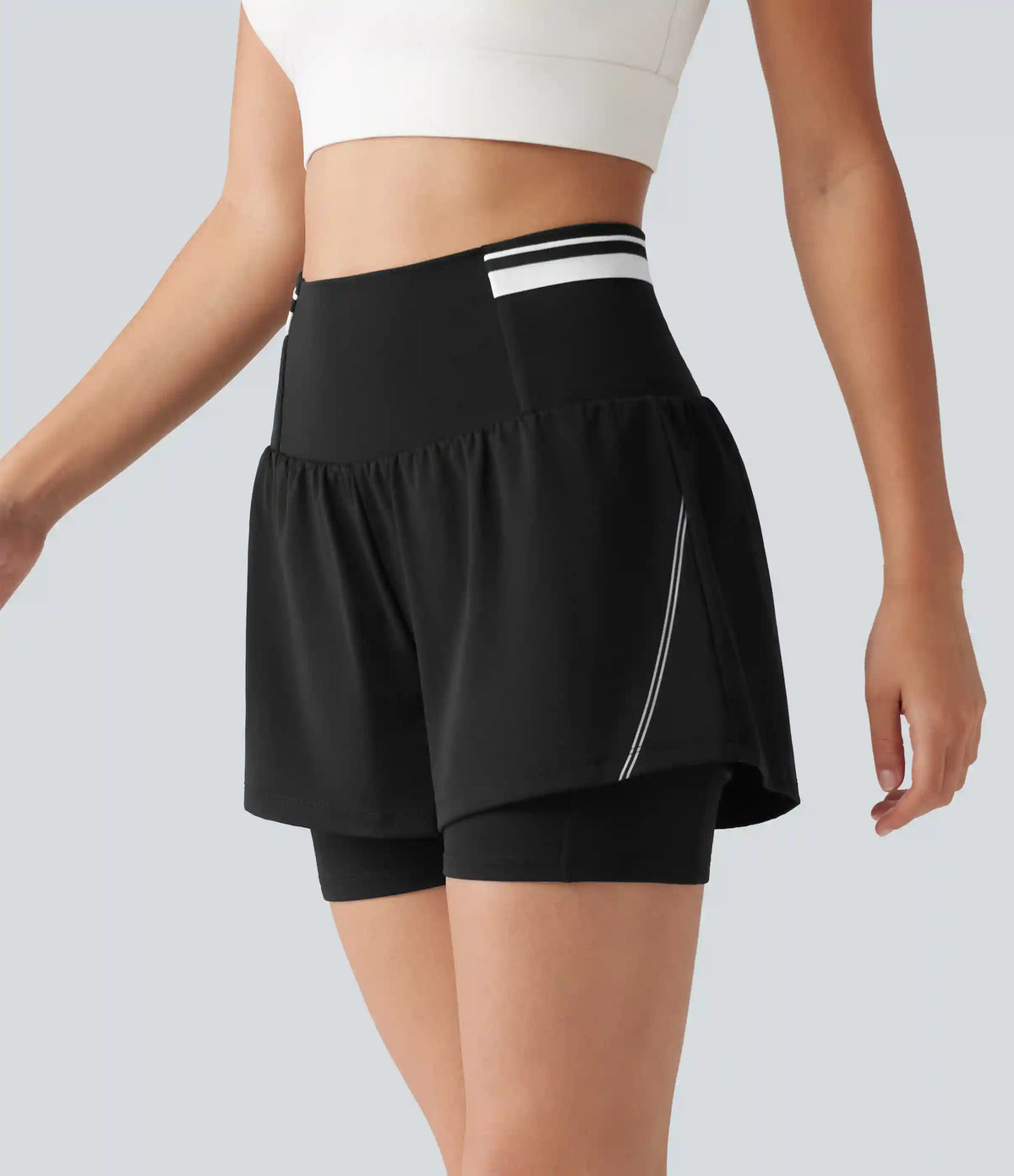 SoftlyZero™ Airy Reflective Super High Waisted Tummy Control 2-in-1 Cool Touch Workout Shorts 5'' with Pockets