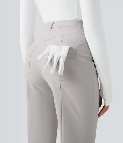 High Waisted Quick Dry Golf Bootcut Pants-Golf Tee Pocket-UPF40+