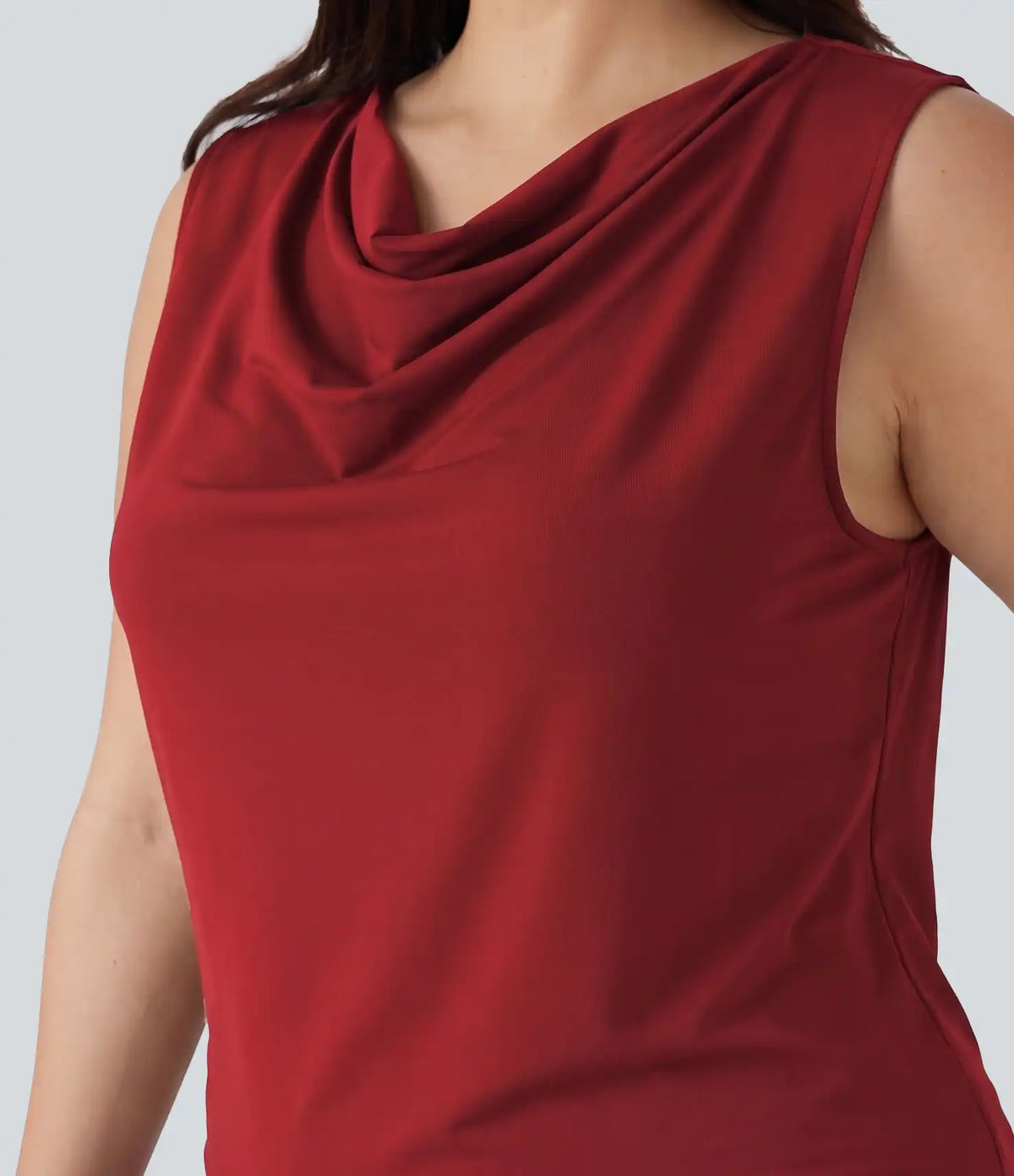 Plus Size Cowl Neck Sleeveless Work Blouse
