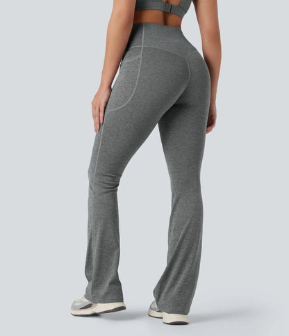 Halara UltraSculpt™ Heathered High Waisted Tummy Control Quick Dry Bootcut Yoga Leggings with Pockets