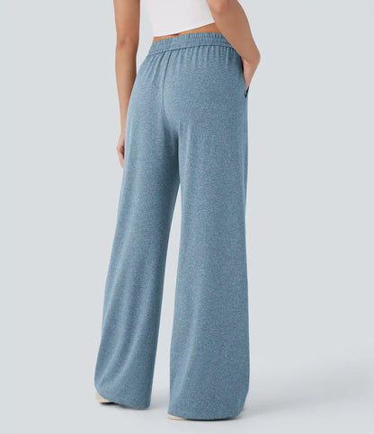 High Waisted Drawstring Pocket Wide Leg Baggy Casual Pants