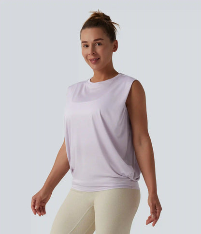 Round Neck Ruched Workout Tank Top