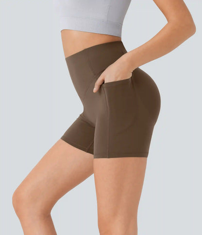 Halara UltraSculpt™ High Waisted Scrunch Butt Lifting Tummy Control Pocket Shaping Workout Biker Shorts 5''