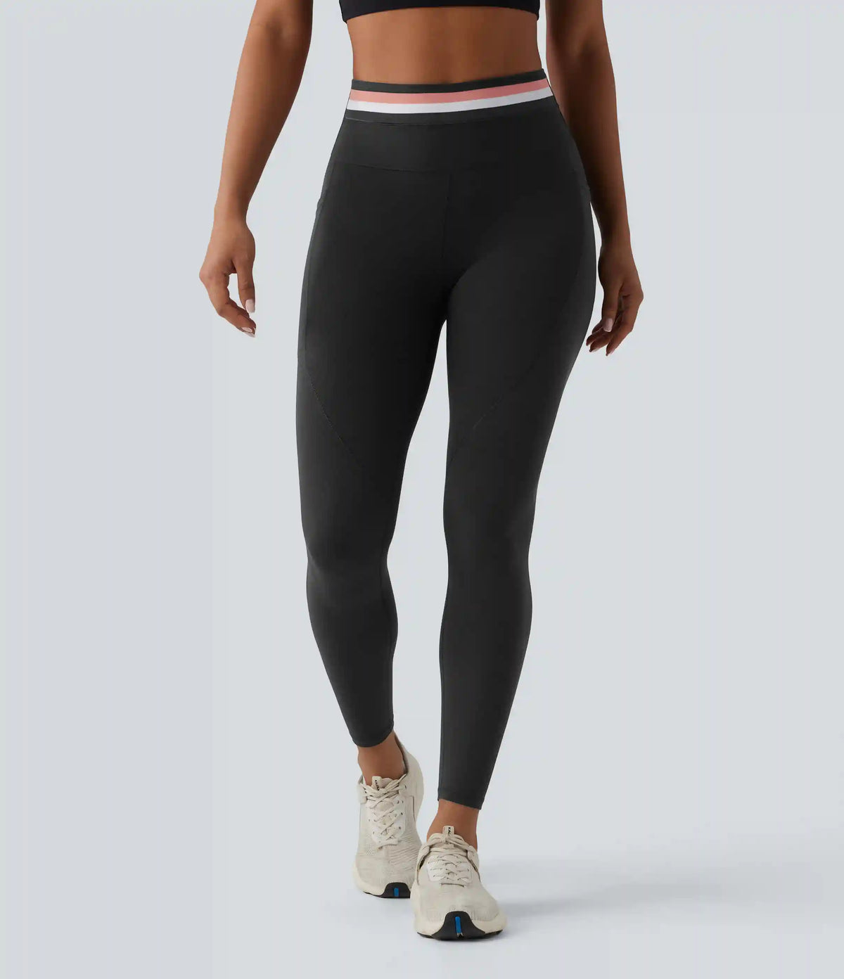 Halara UltraSculpt™ High Waisted Tummy Control Color Block Stripes Workout 7/8 Leggings with Pockets
