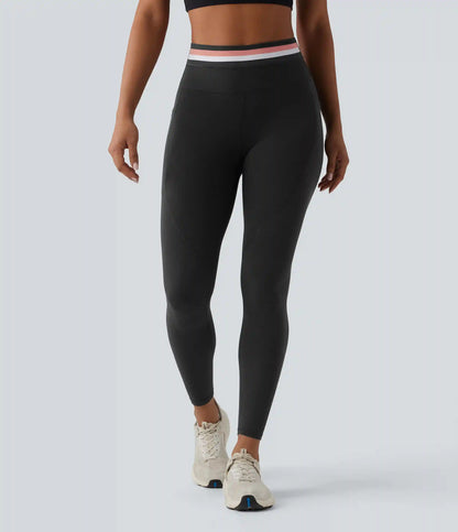 Halara UltraSculpt™ High Waisted Tummy Control Color Block Stripes Workout 7/8 Leggings with Pockets