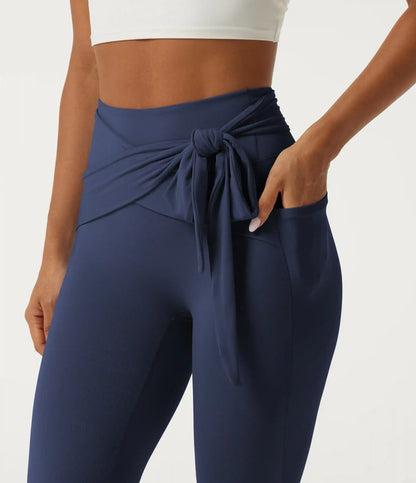 SoftlyZero™ High Waisted Tie Front Yoga Leggings with Pockets