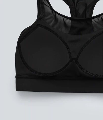 SpeedWave™ Medium Support Racerback Contrast Mesh Quick Dry Training Sports Bra A-D Cups