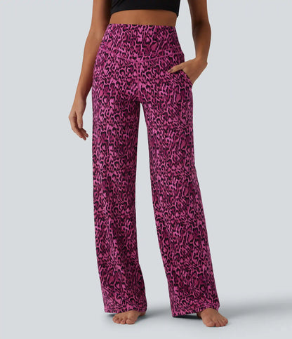 Halara UltraSculpt™ Leopard Print High Waisted Tummy Control Straight Leg Yoga Pants with Pockets