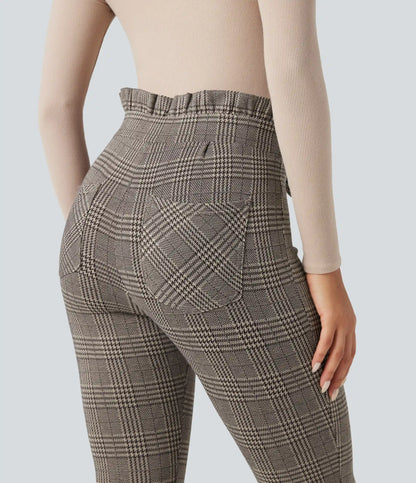 Halara Flex™ Paper Bag High Waisted Tie Houndstooth Plaid Work Skinny Pants with Pockets