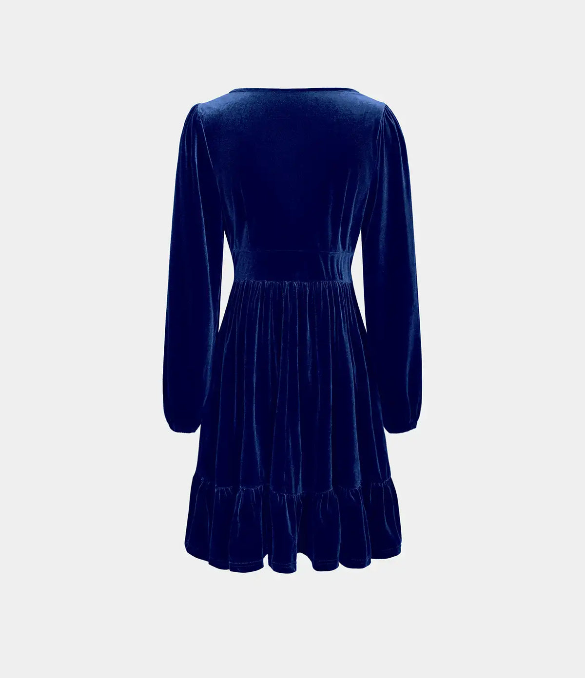 Everyday Deep V Neck Long Sleeve Ruffled Hem Velvet Mini Chill Dress
