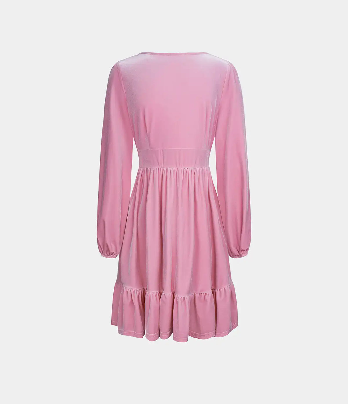 Everyday Deep V Neck Long Sleeve Ruffled Hem Velvet Mini Chill Dress